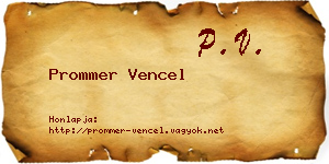 Prommer Vencel névjegykártya